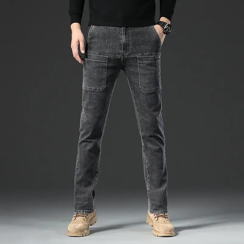 Men's 2024 Stretch Multi-Pocket Jeans Grey - Image 7