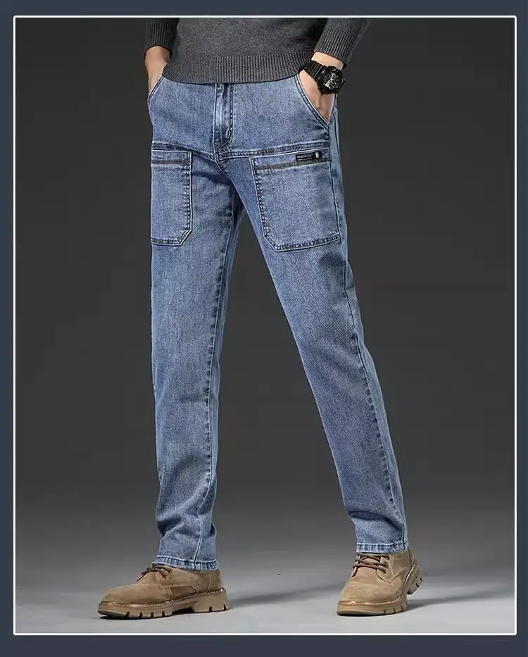 Men's 2024 Stretch Multi-Pocket Jeans Grey — feature 16