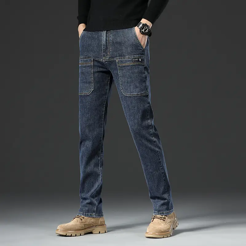 Men's 2024 Stretch Multi-Pocket Jeans Grey - Image 2