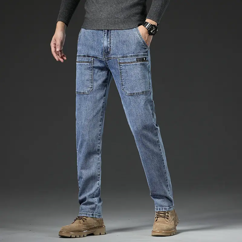 Men's 2024 Stretch Multi-Pocket Jeans Grey - Image 3