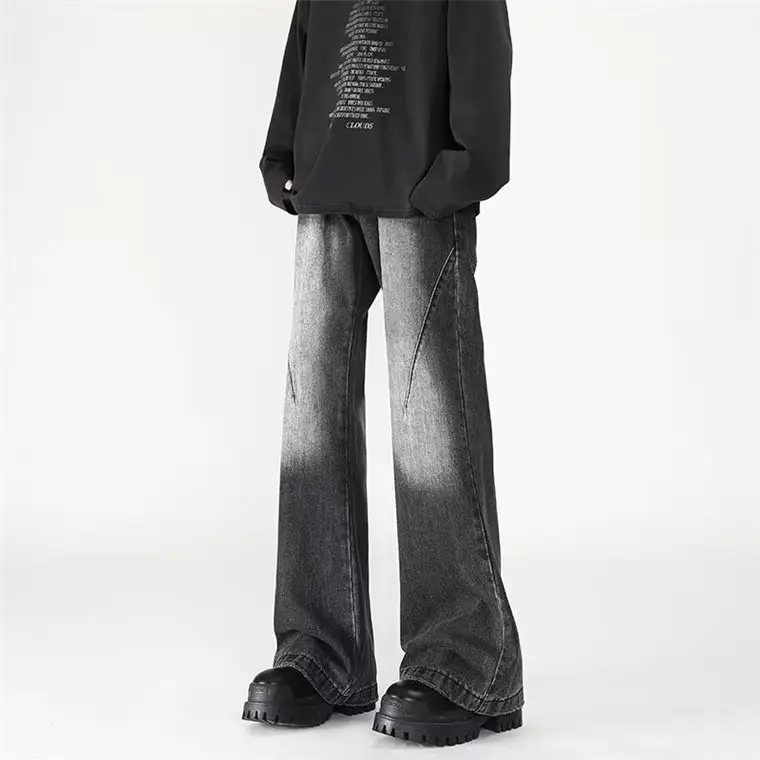 Wide Leg Jeans Men Retro Cleanfit Loose Autumn Winter - Image 4