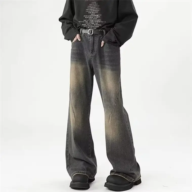 Wide Leg Jeans Men Retro Cleanfit Loose Autumn Winter - Image 5