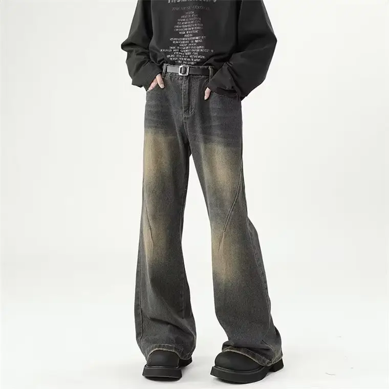 Wide Leg Jeans Men Retro Cleanfit Loose Autumn Winter - Image 6