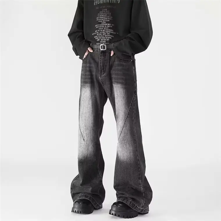 Wide Leg Jeans Men Retro Cleanfit Loose Autumn Winter - Image 7