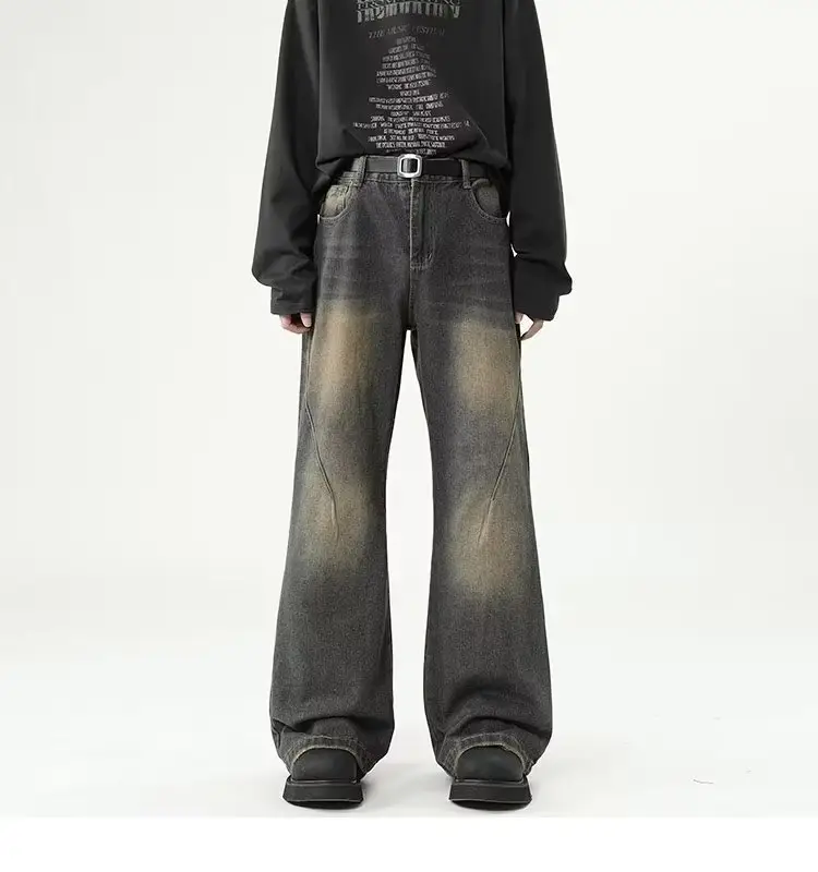 Wide Leg Jeans Men Retro Cleanfit Loose Autumn Winter — feature 7