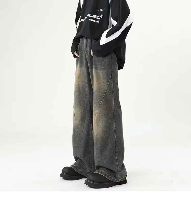 Wide Leg Jeans Men Retro Cleanfit Loose Autumn Winter — feature 9