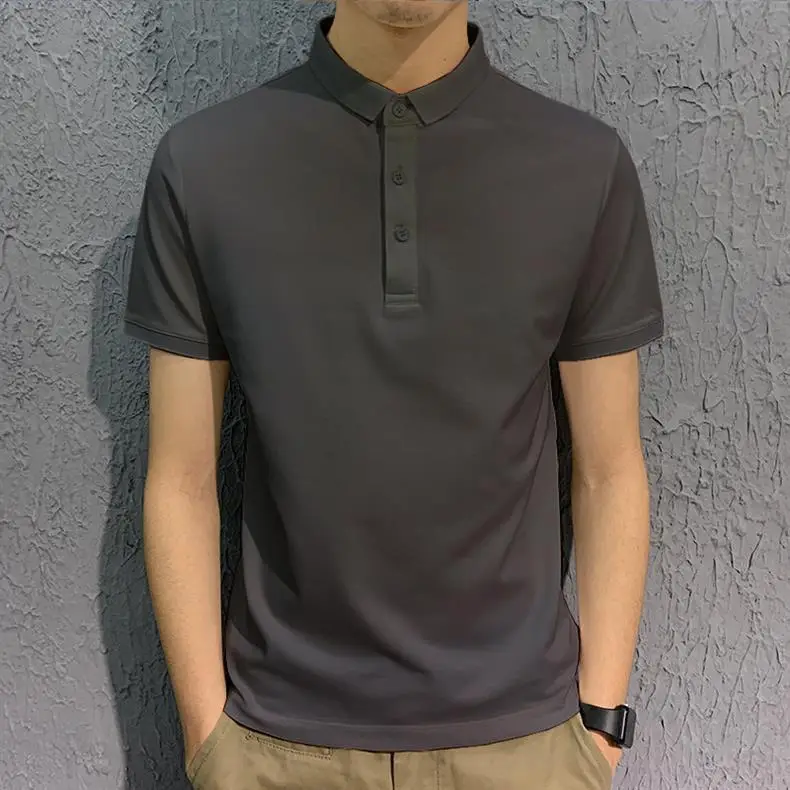 Men's White Polo T-Shirt Short Sleeve Loose Fit — feature 5