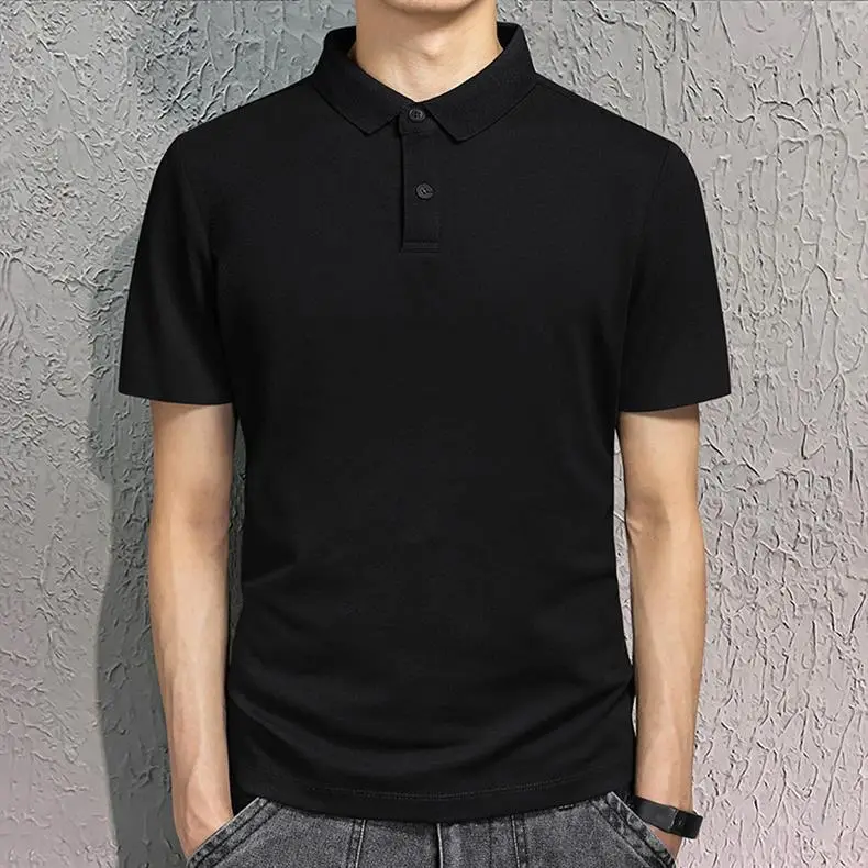Men's White Polo T-Shirt Short Sleeve Loose Fit — feature 8
