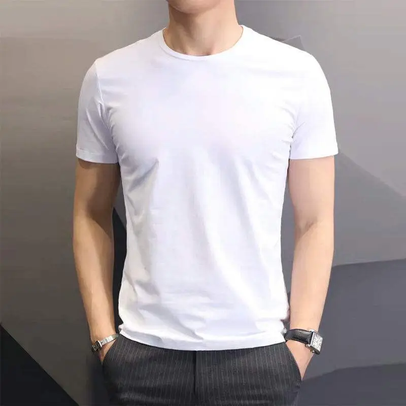 Men's Pure White V-Neck T-Shirt Summer Fit