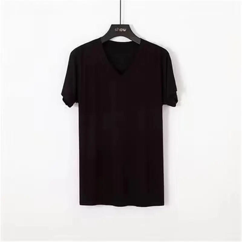 Men's Pure White V-Neck T-Shirt Summer Fit