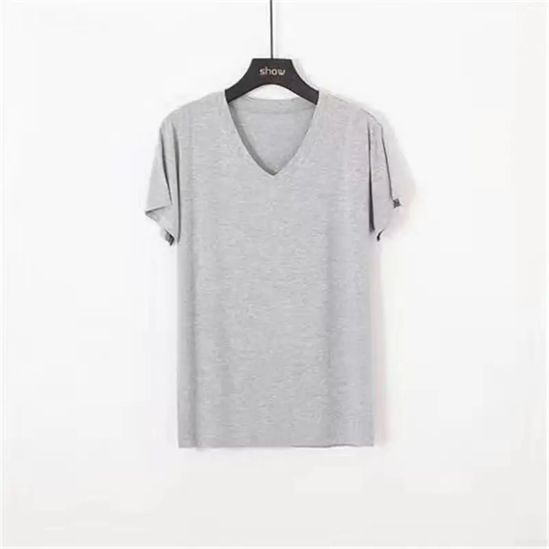 Men's Pure White V-Neck T-Shirt Summer Fit