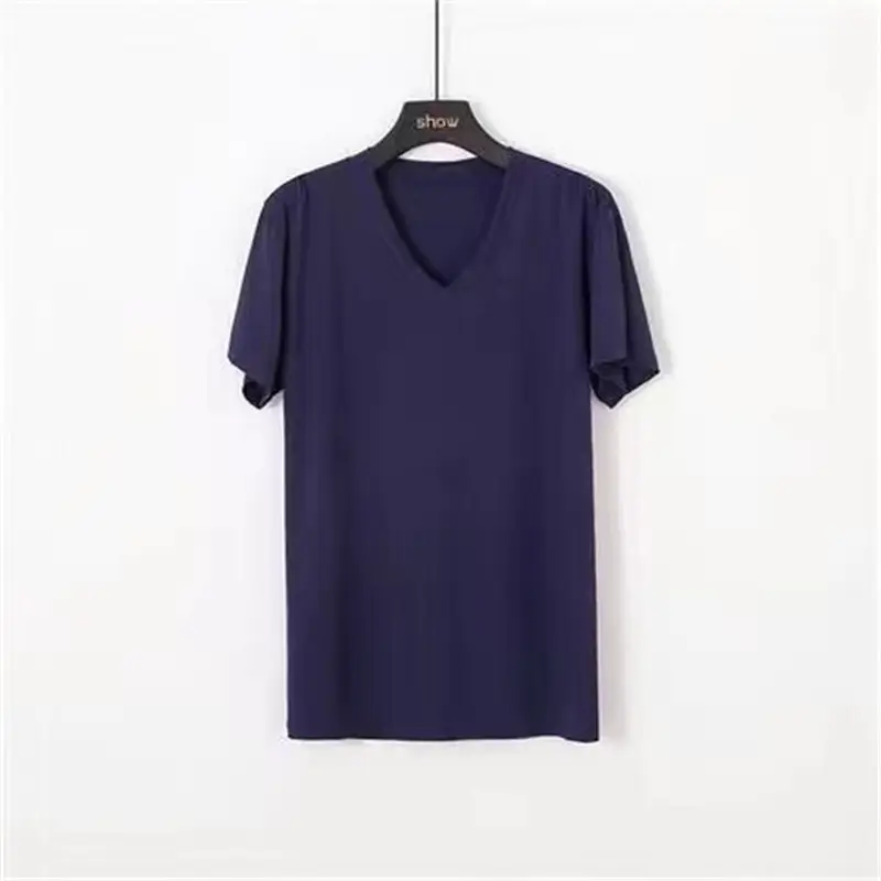Men's Pure White V-Neck T-Shirt Summer Fit