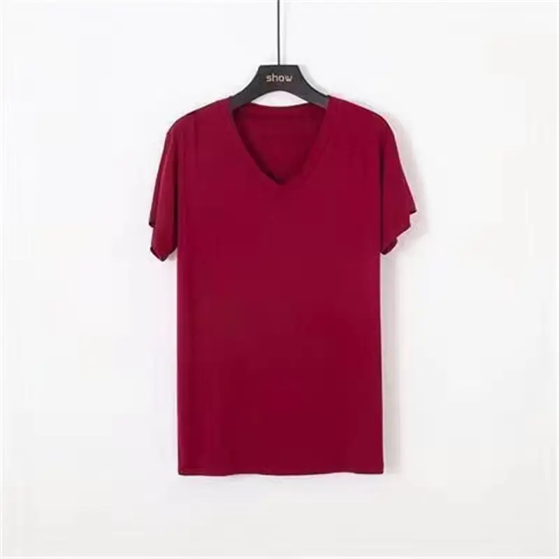 Men's Pure White V-Neck T-Shirt Summer Fit