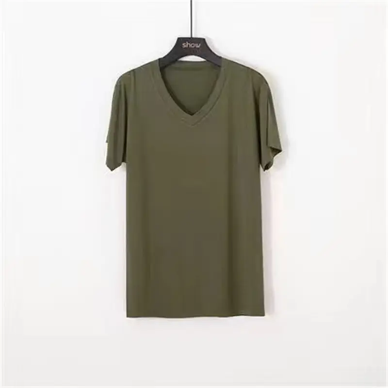 Men's Pure White V-Neck T-Shirt Summer Fit