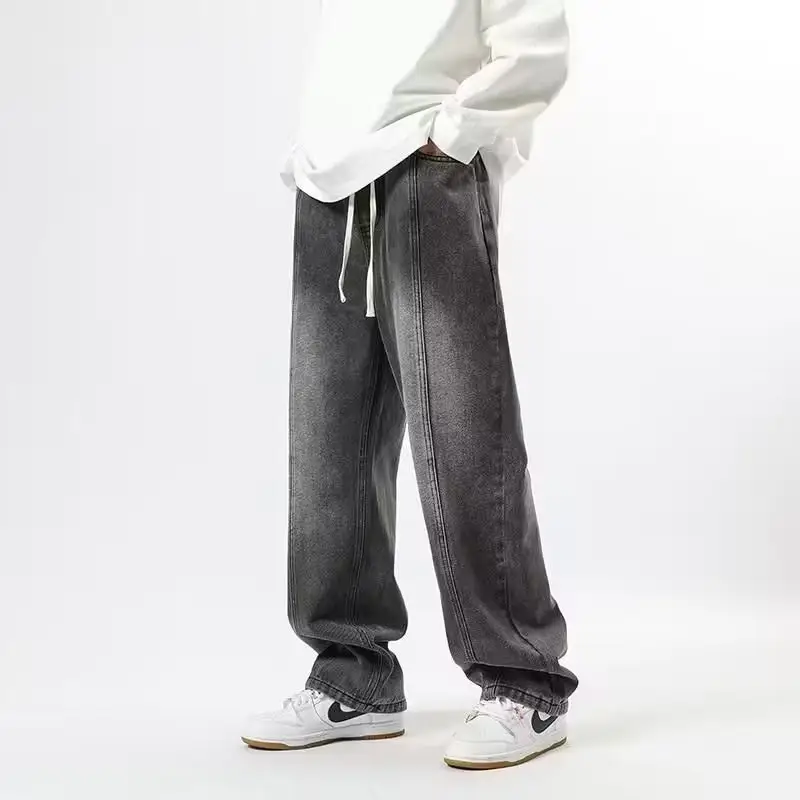 Men's American Style Drawstring Jeans Loose Waist Plus Size - Image 5