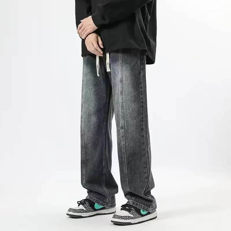 Men's American Style Drawstring Jeans Loose Waist Plus Size - Image 6