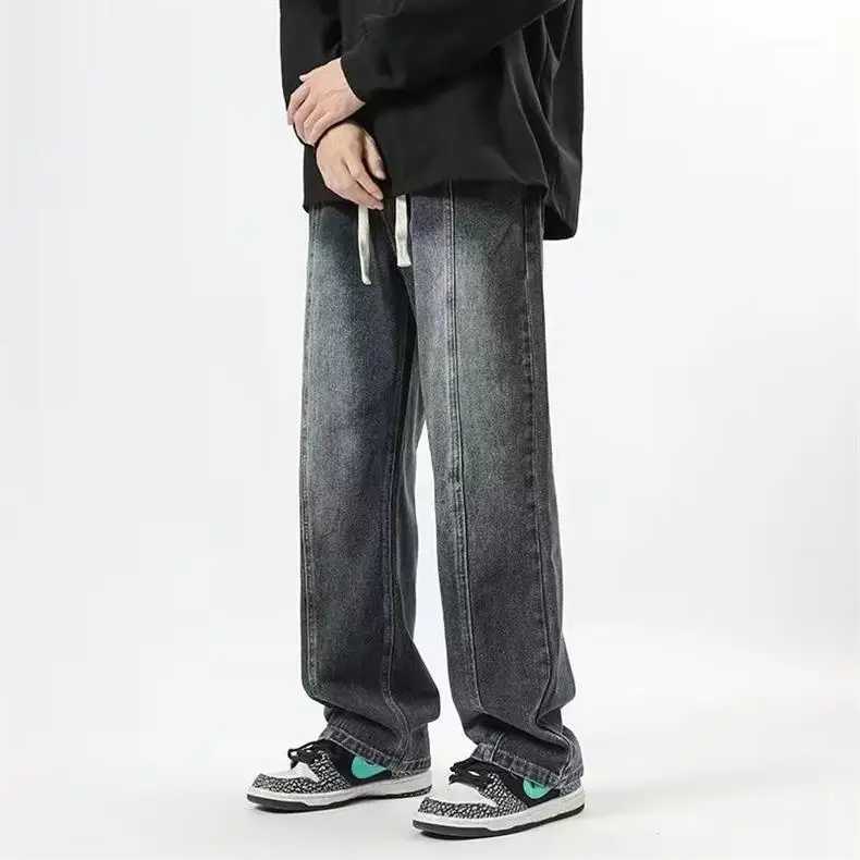 Men's American Style Drawstring Jeans Loose Waist Plus Size — feature 10