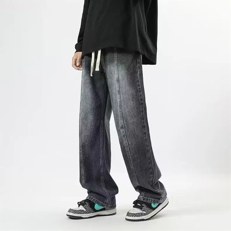 Men's American Style Drawstring Jeans Loose Waist Plus Size — feature 13