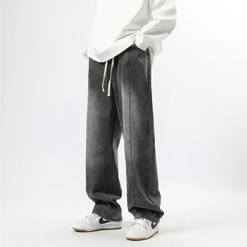 Men's American Style Drawstring Jeans Loose Waist Plus Size — feature 7
