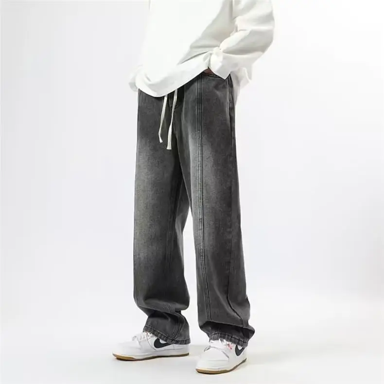 Men's American Style Drawstring Jeans Loose Waist Plus Size — feature 9