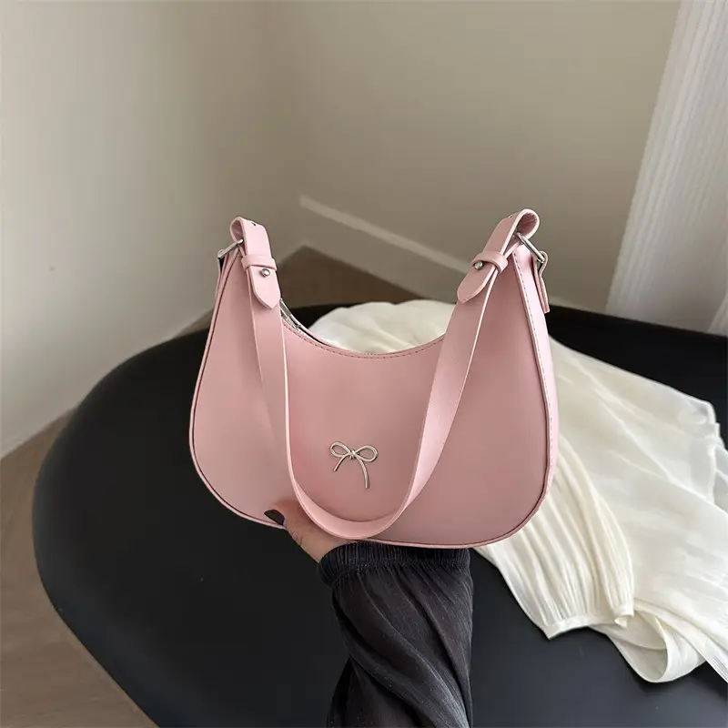 Women's Textured Bow Crossbody Bag Brown Retro Style - Image 7