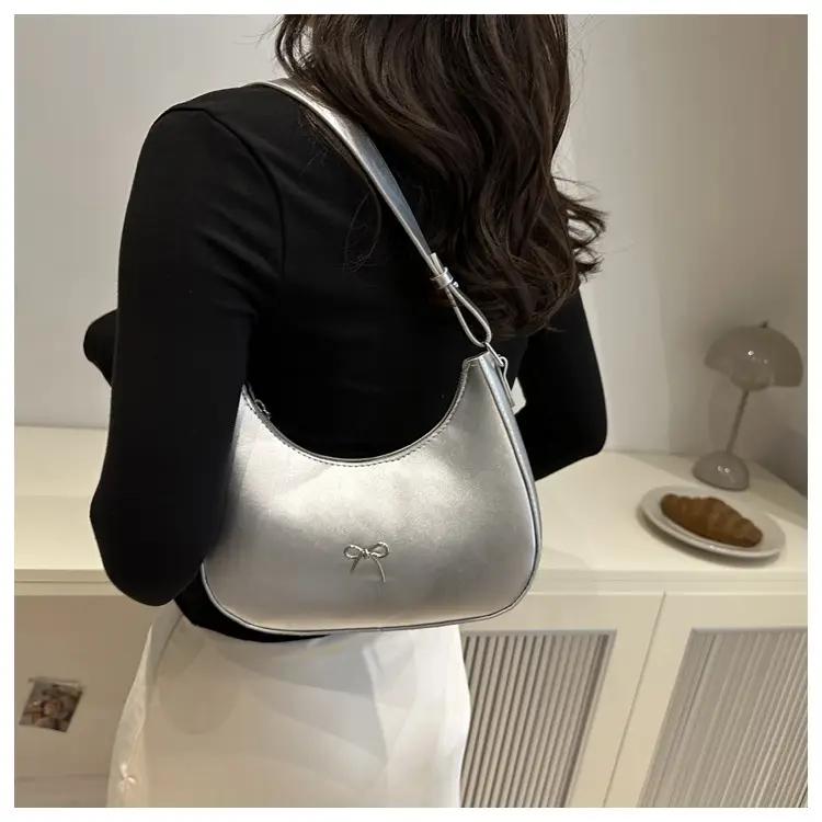 Women's Textured Bow Crossbody Bag Brown Retro Style — feature 13