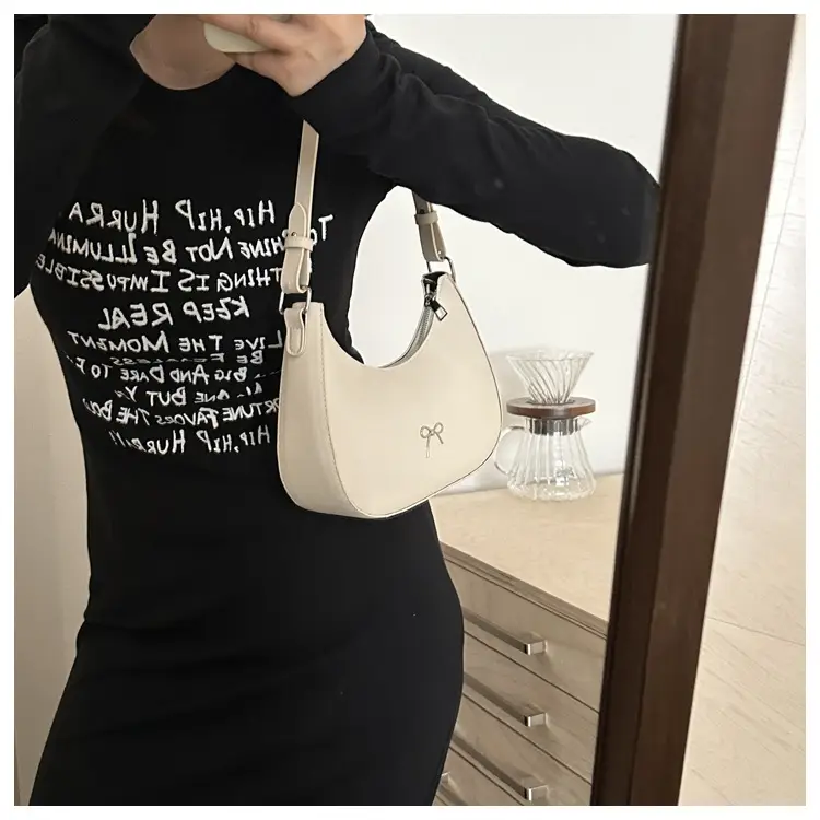 Women's Textured Bow Crossbody Bag Brown Retro Style — feature 9
