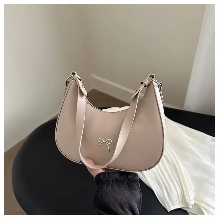 Women's Textured Bow Crossbody Bag Brown Retro Style - Image 5