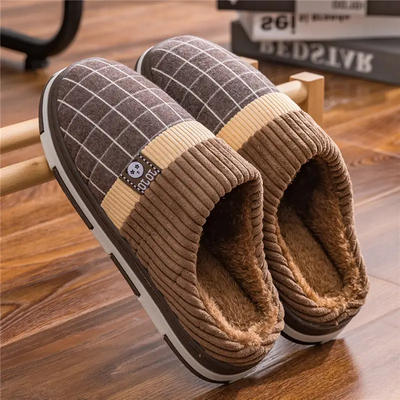 Men's Cotton Slippers Winter Indoor Non-Slip 2026 New Model Home Warm Large Size Fur Slippers - Image 5