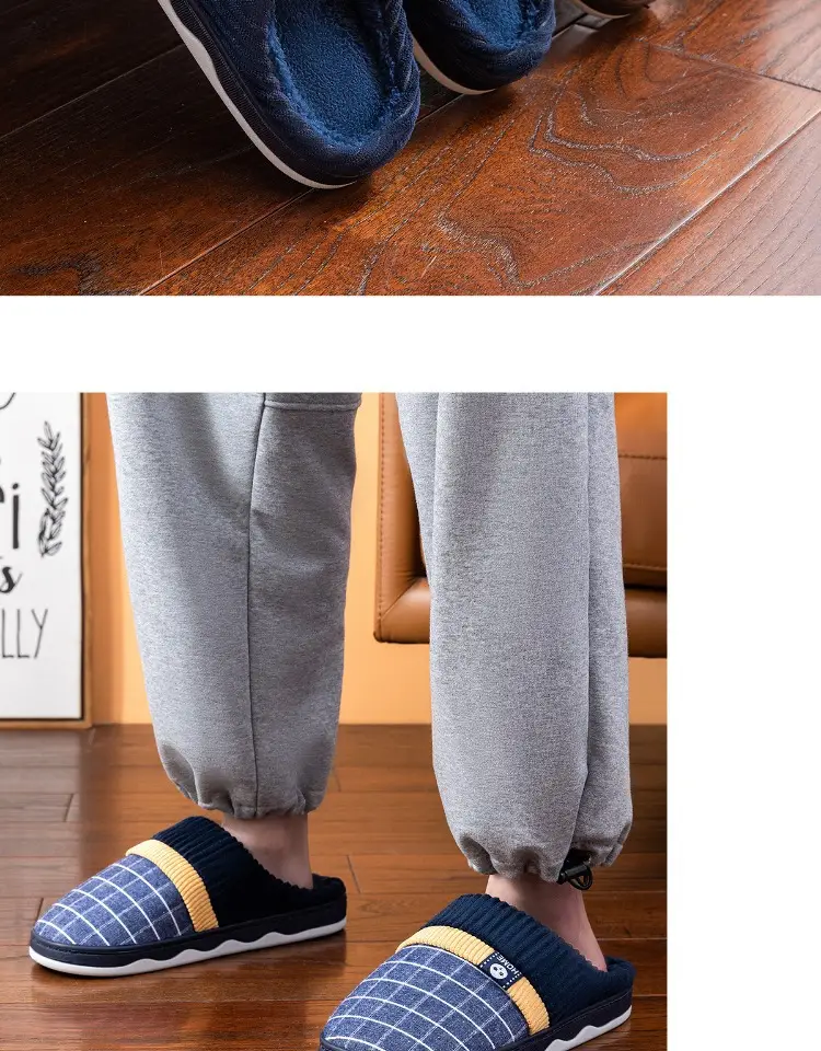 Men's Cotton Slippers Winter Indoor Non-Slip 2026 New Model Home Warm Large Size Fur Slippers — feature 16