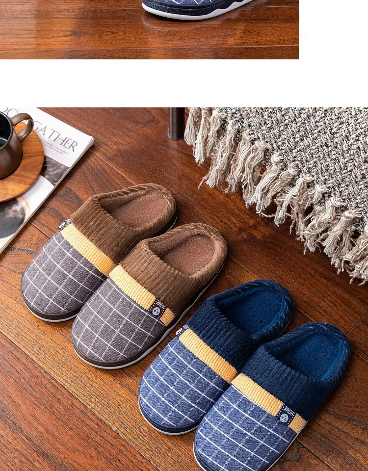 Men's Cotton Slippers Winter Indoor Non-Slip 2026 New Model Home Warm Large Size Fur Slippers — feature 17