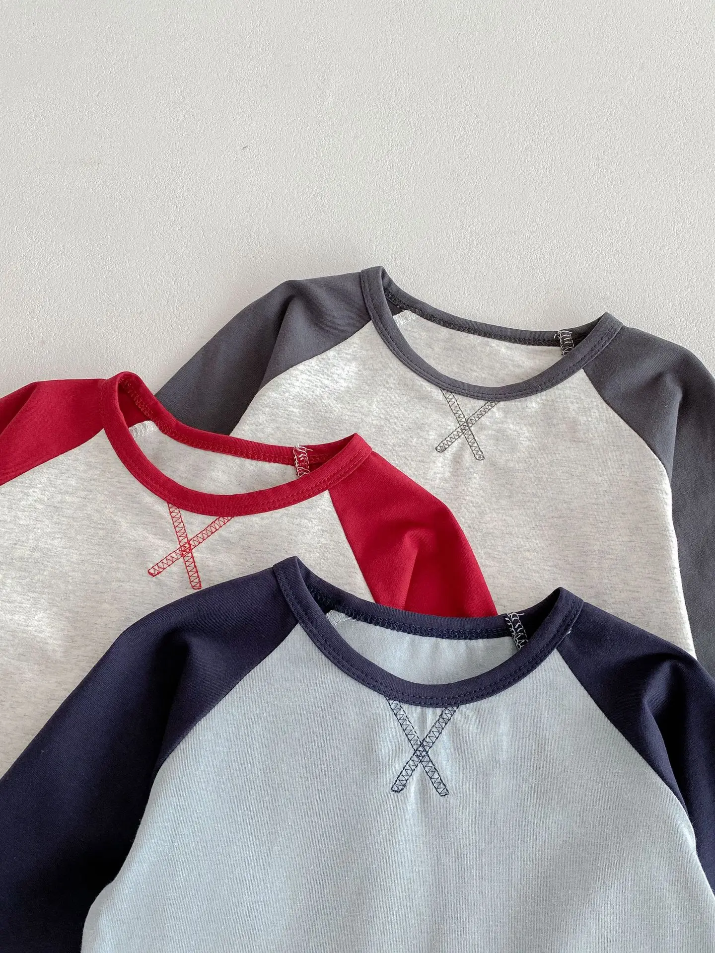Boys Red White Raglan Sleeve T-Shirt Spring Autumn Korean Style — feature 9