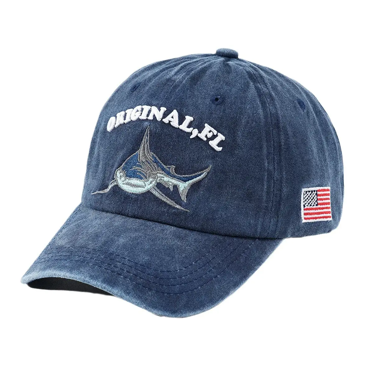White Original Pl Vintage Shark Cap with American Flag - Image 7