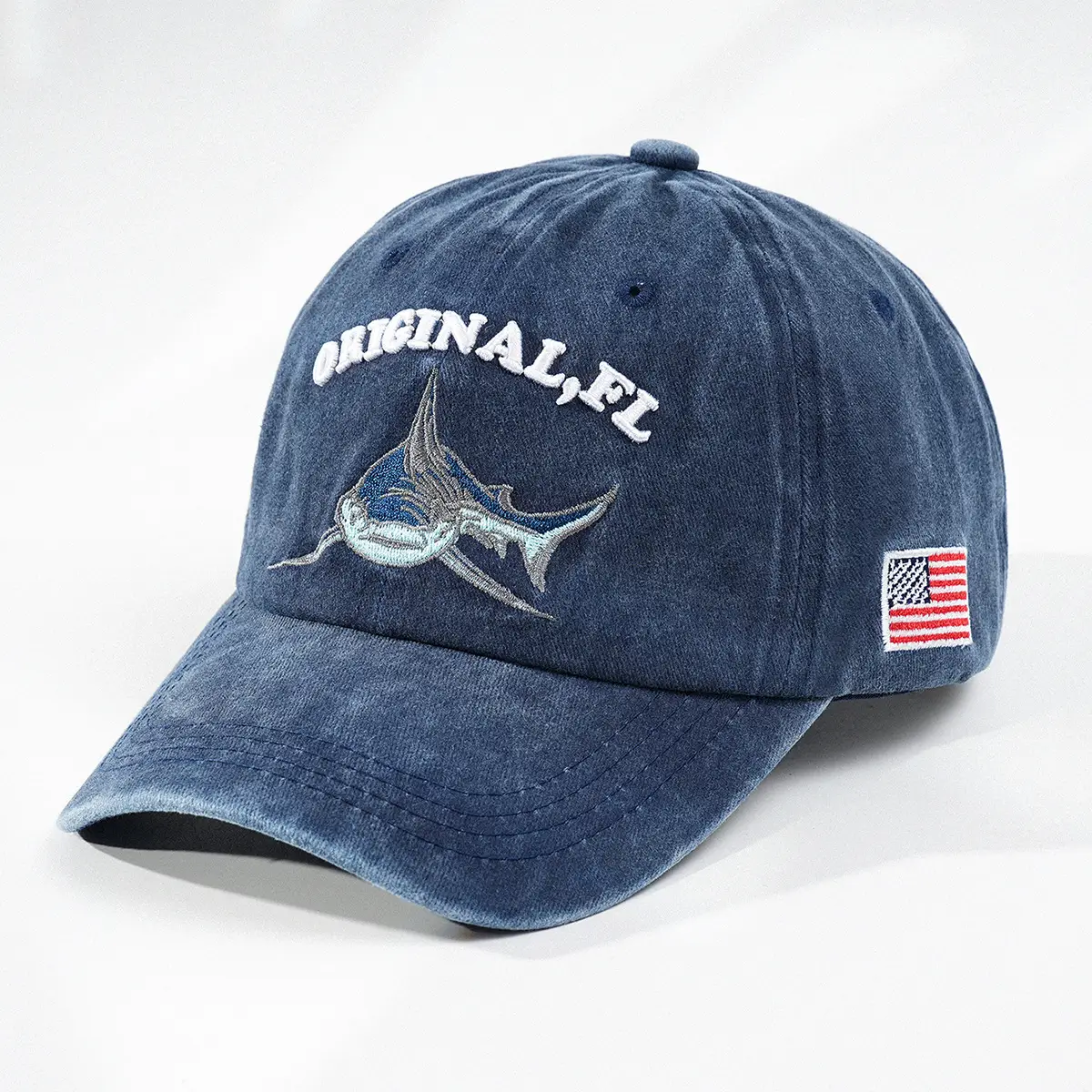 White Original Pl Vintage Shark Cap with American Flag - Image 2