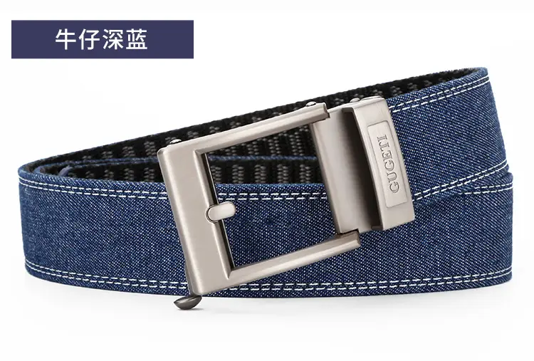 Men's Adjustable Denim Belt with Fake Pin Buckle — feature 20