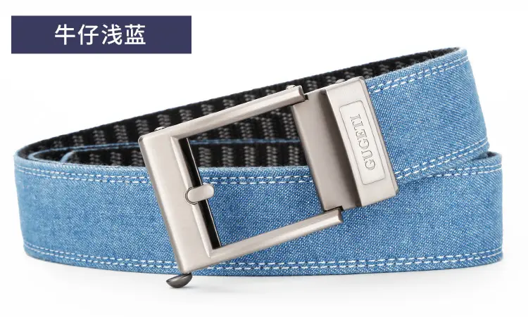 Men's Adjustable Denim Belt with Fake Pin Buckle — feature 21