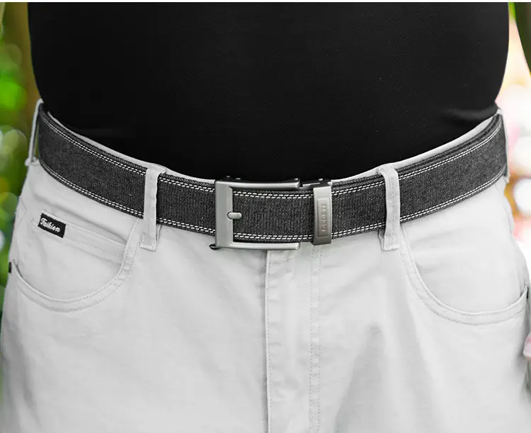 Men's Adjustable Denim Belt with Fake Pin Buckle — feature 6