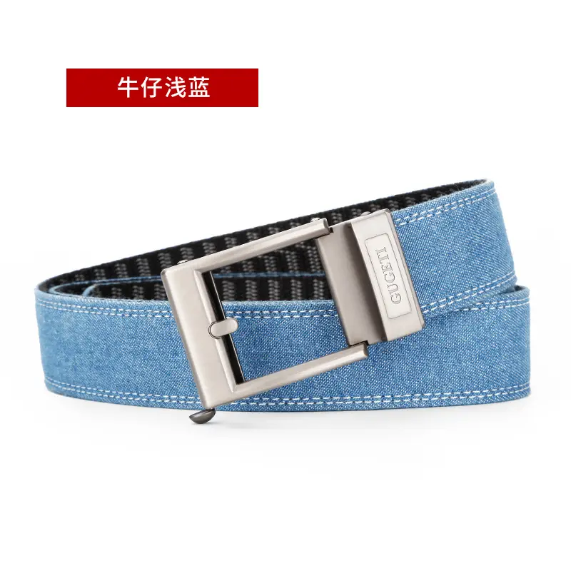 Men's Adjustable Denim Belt with Fake Pin Buckle - Image 2