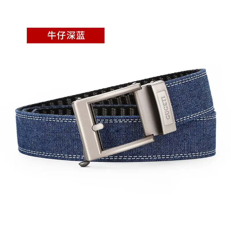 Men's Adjustable Denim Belt with Fake Pin Buckle - Image 3