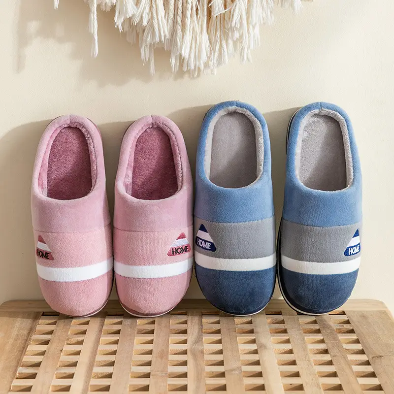 Cotton Slippers Pink Gray Winter Home Warm