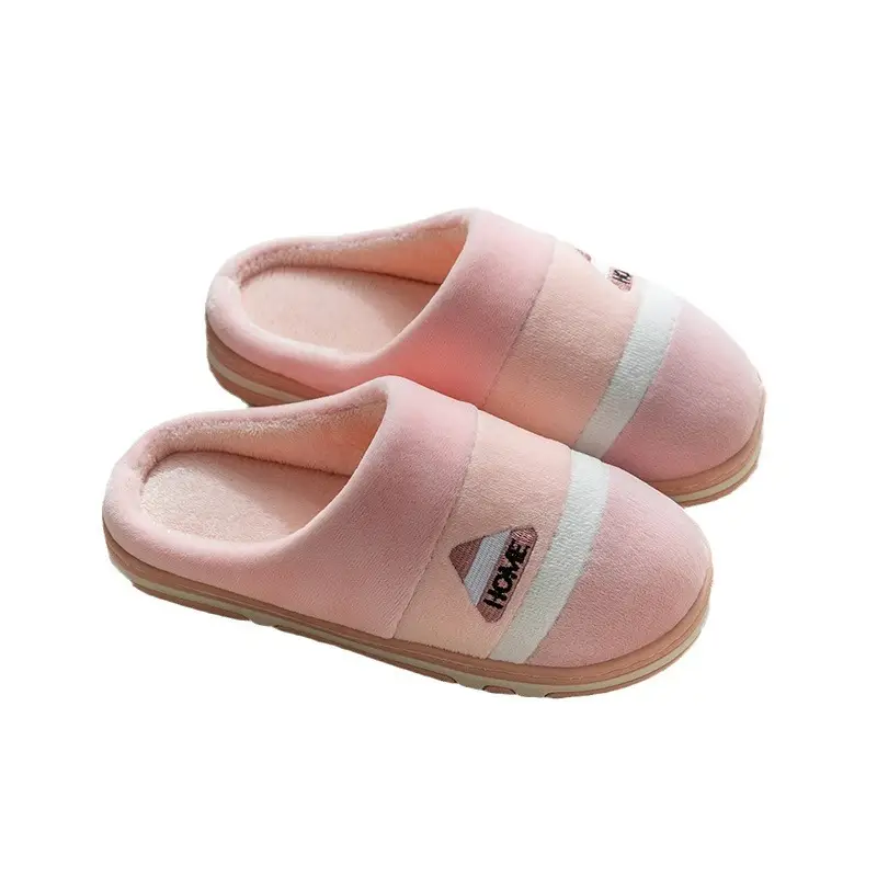Cotton Slippers Pink Gray Winter Home Warm