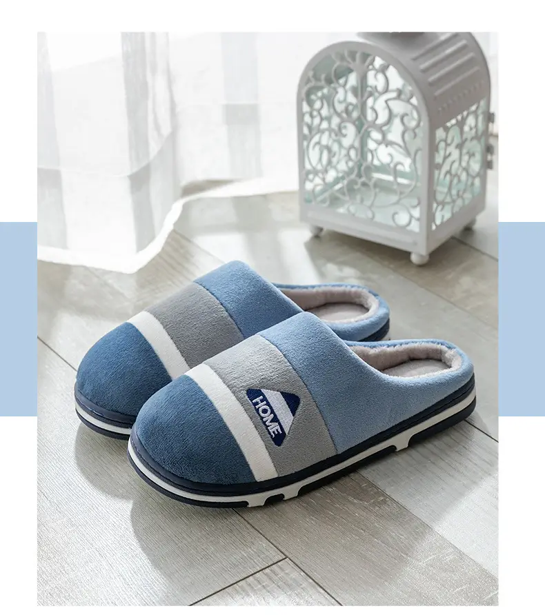 Cotton Slippers Pink Gray Winter Home Warm — feature 20