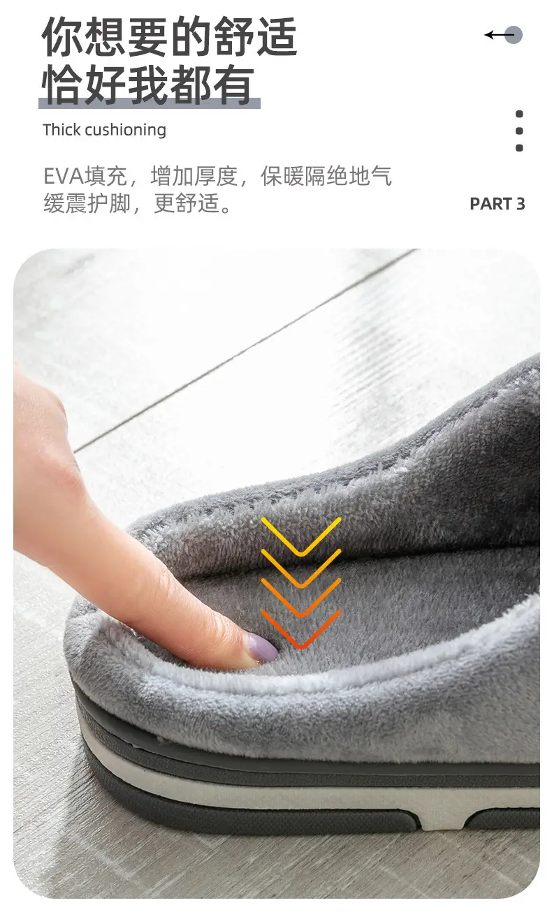Cotton Slippers Pink Gray Winter Home Warm — feature 8