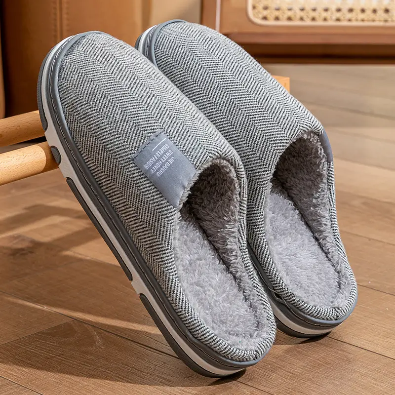 Cotton Slippers Pink Gray Winter Home Warm