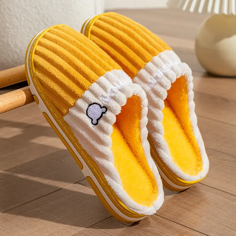 Cotton Slippers Pink Gray Winter Home Warm
