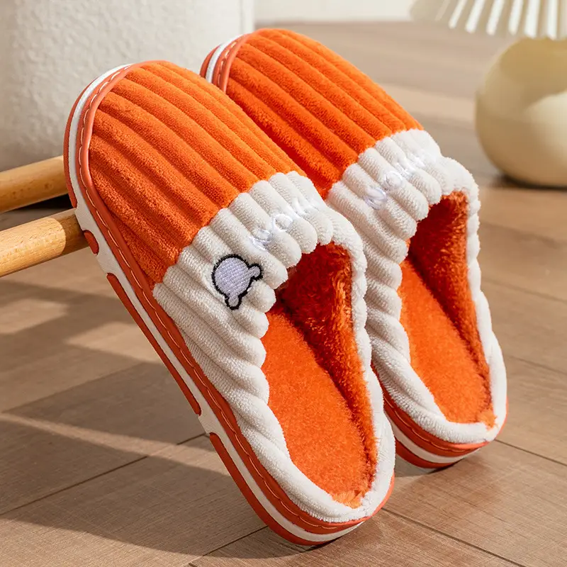 Cotton Slippers Pink Gray Winter Home Warm
