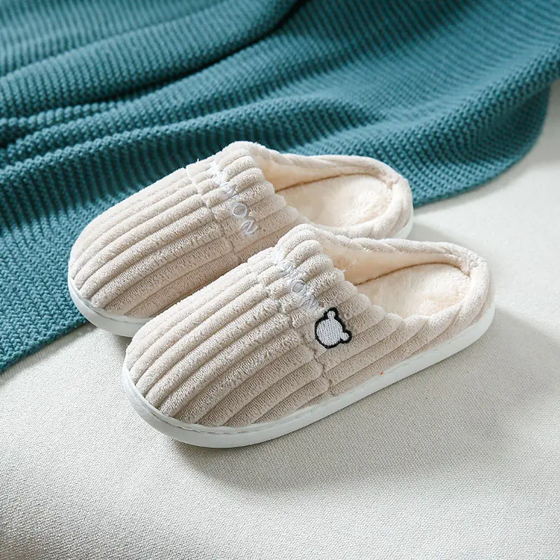 Cotton Slippers Pink Gray Winter Home Warm