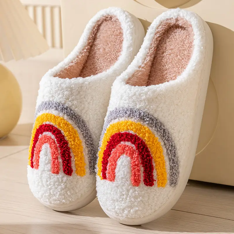 Cotton Slippers Pink Gray Winter Home Warm