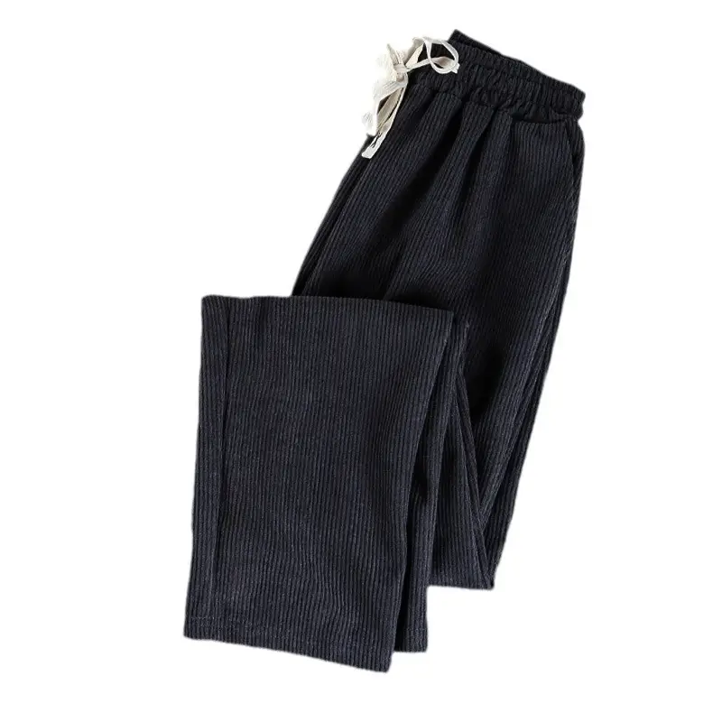 Men's Black Corduroy Winter Pants Warm Loose Fit - Image 9