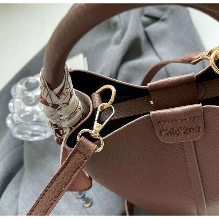 2024 Women's Black Leather Bucket Bag Set of 5 — feature 34